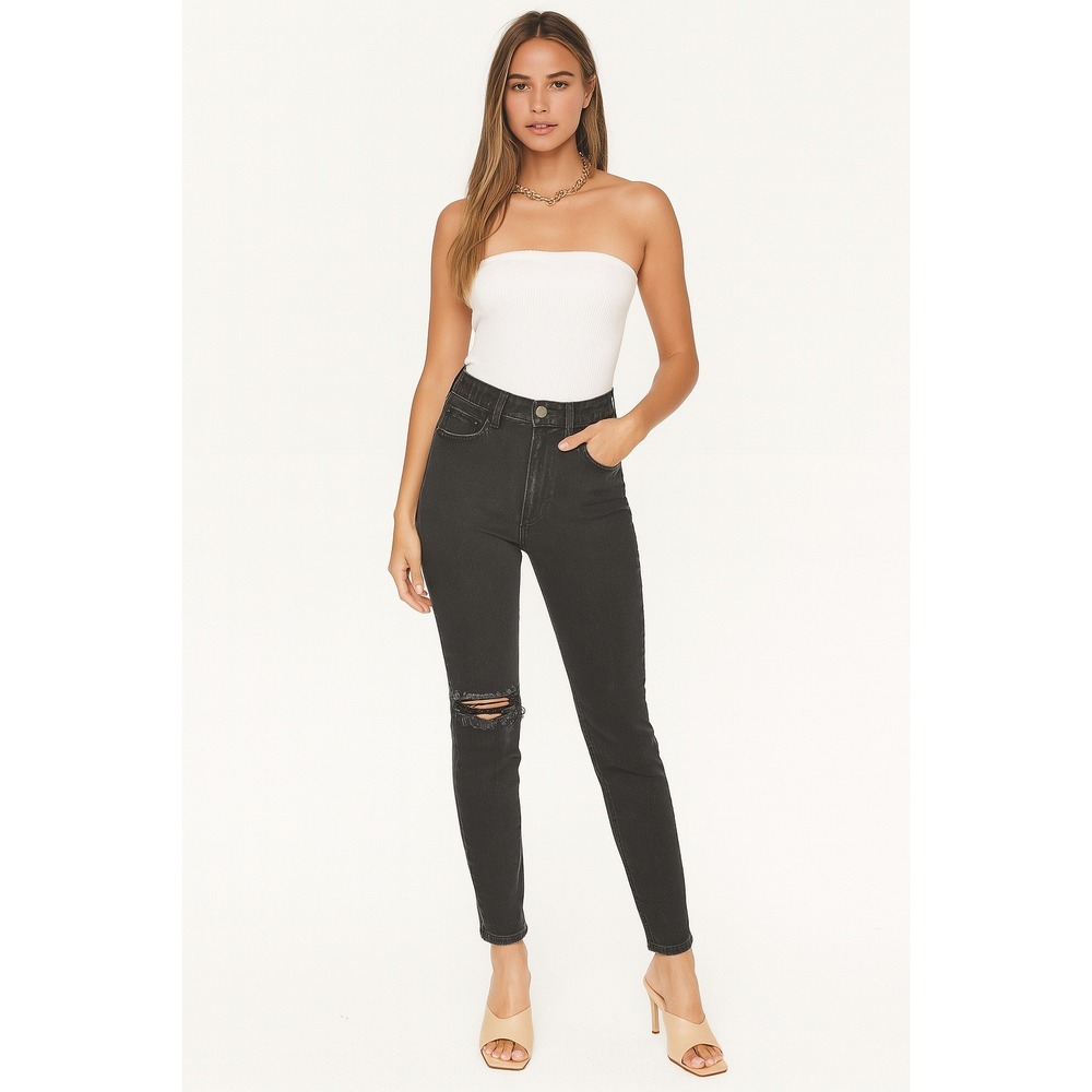 Reformation Jeans High &‎ Skinny Faded Black Destroyed Size 23